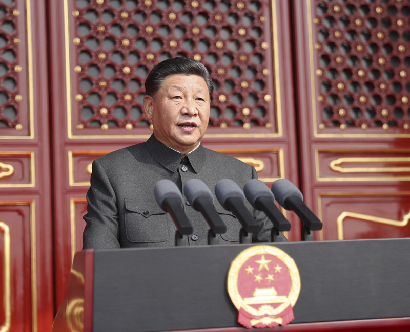 10月1日上午，慶祝中華人民共和國成立70周年大會在北京天安門廣場隆重舉行。中共中央總書記、國家主席、中央軍委主席習近平發(fā)表重要講話。